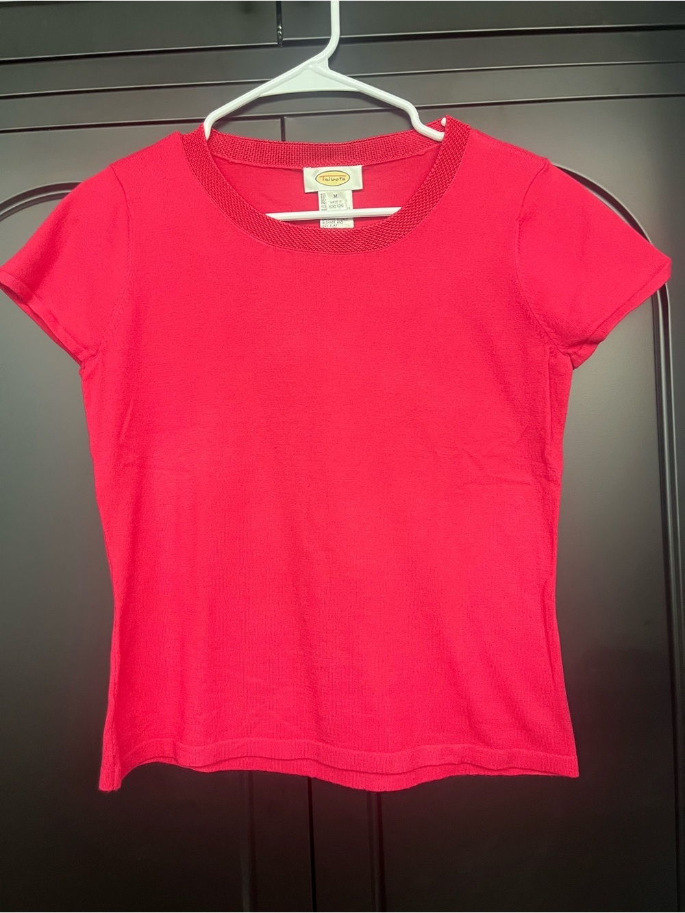 Talbots Bright Pink Short Sleeve Crewneck Knit Top